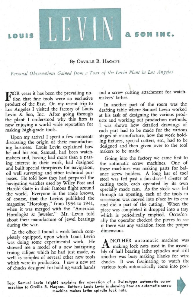 Louis Levin Article by Orville Hagans